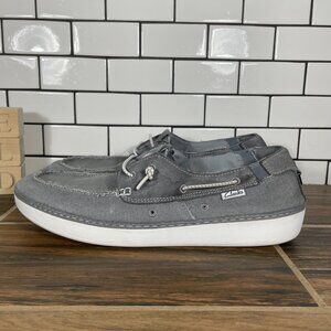 Clarks Higley Tie Mens Size 12 Boat Shoes Gray Canvas Suede Bottle Opener